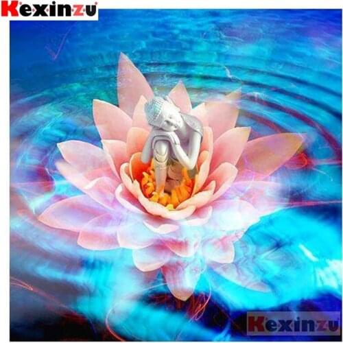 Kexinzu Full Square 5D DIY Diamond Painting"Lotus buddha"3D Embroidery Cross Stitch Rhinestone Mosaic Home Decor Gift Xy@4765
