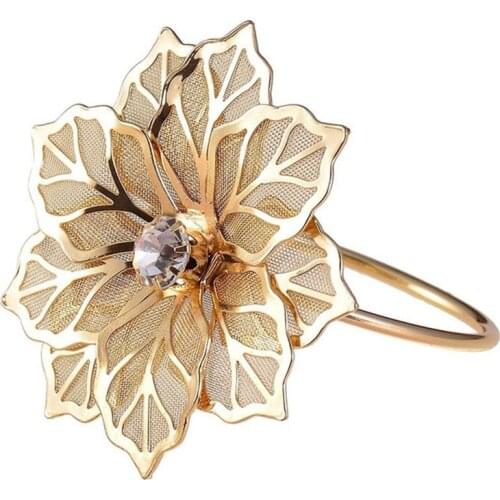 Napkin Rings Alloy flower Design Napkin Rings for Wedding Receptions Gifts Holiday Banquet Dinner Christmas Table Decoration