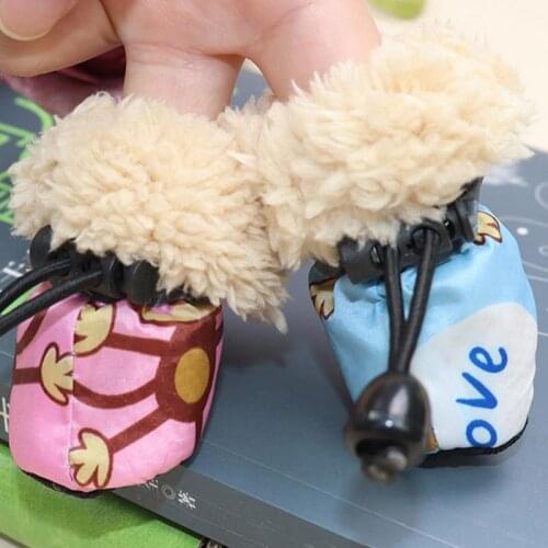 4 Pack/set Pet Winter Rain Boots Set With Fleece Liner Cartoon Waterproof Anti Slip Shoes For Dogs Dog Accessories