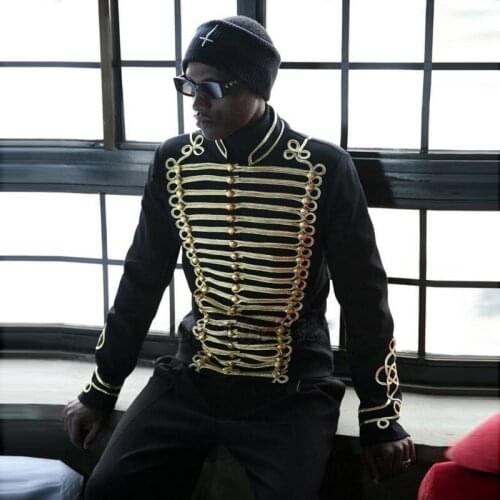 Gold Thread Embroidery Jacket And Winter Slim Fit Tide Man Coat Fashion Stage Male Casual Drama Costume Blazer Terno Masculino