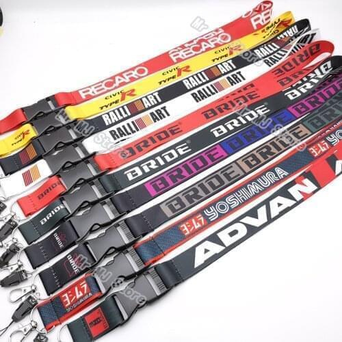 Hot sale JDM Racing Style Fashion Tags Employees Card Nylon Lanyard Keyring Motorcycle Auto Keychain