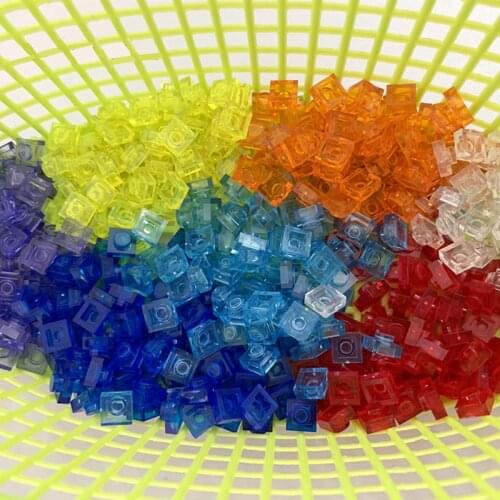 LoveBlock Plate 1x1 Transparent Building Block MOC Part DIY Toy For Kids 8 Colors Mosaic Creative Compatible 3024 550pcs/Lot