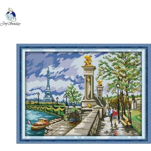 Paris Landscape Counted Cross Stitch Kits 11CT 14CT Printed Cotton Canvas Needle and Thread Embroidery Set Home Decoration Gifts