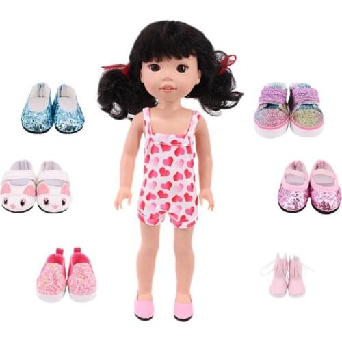 American Doll Canvas Shoes Elastic Band Shoes For 14 Inch &43 Cm Baby New Born Doll For Girls gift