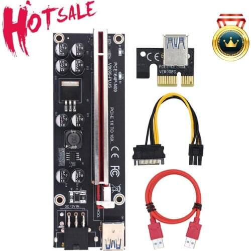VER009S Plus PCI-E Riser Card 009S PCIE X1 To X16 6Pin Power 60CM USB 3.0 Cable For Graphics Card GPU Mining