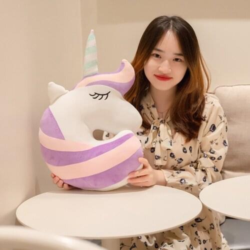 45*30cm Unicorn Plush Toys Kawaii Creative Neck Pillow Office Lunch Break Nap Sleeping Cushion Stuffed Gift Doll For Kids Girls