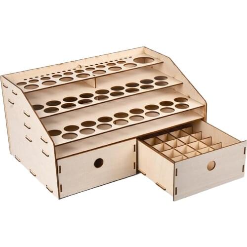 Natural Wooden Paint Bottle Rack Model Organizer Acrylics Paint Storage Stand Holder Box Hobby Art Supplies--36x24x18.5cm