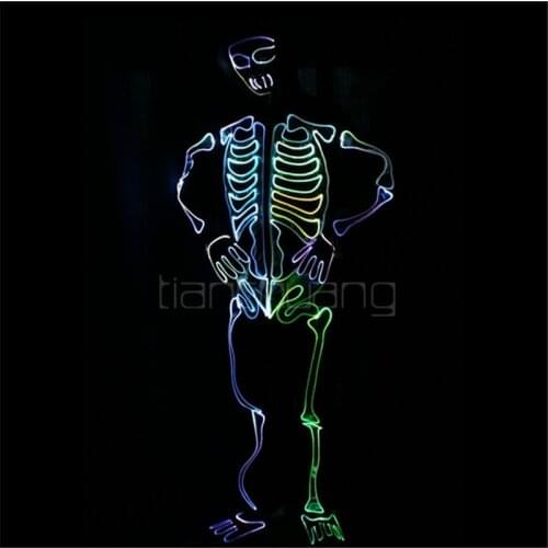 Programmable ghost led costume cosplay full color RGB light outfit tron dance luminous dj costume colorful robot men suit disco