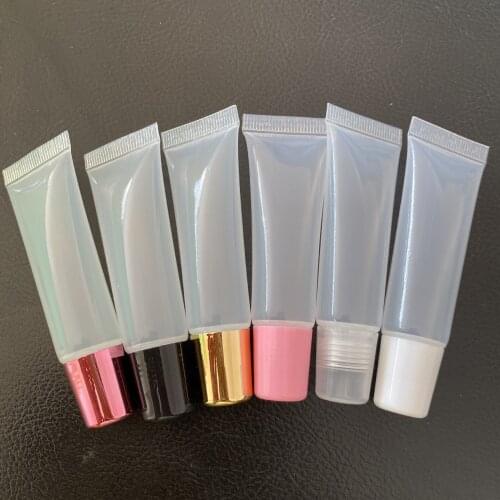 30/50pcs 10ml 15ml 20ml Empty Lipstick Tube Lip Balm Soft Makeup Squeeze Sub-bottling,Clear Plastic Lip Gloss Container colorful