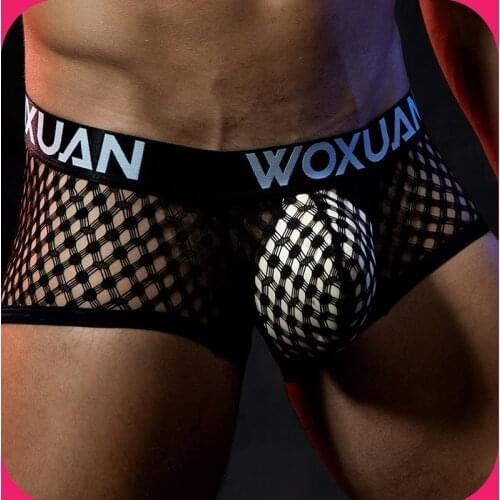 Recommended! Mesh Sexy Mens Boxer Breathable Black Fashion Comfortable Bag Jockstrap Underwear Gay