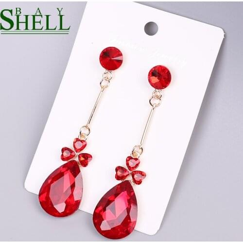 Shell bay Fashion Cubic Crystal Earrings White Simple Zircon Water drop Earrings For Women Gold Color Luxury Wedding Jewelry