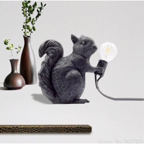 Nordic Mini Squirrel Table Lamp Cute Animal Gold Table Lights Kids Gift Room Bedside Lamp E12 Desk Lights Home Decor Lighting