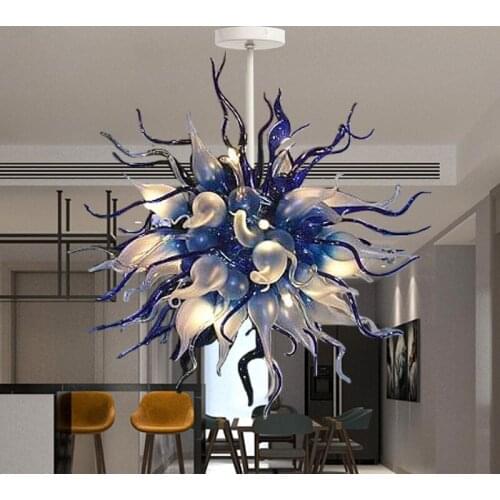 Modern Light Fixture High Hanging Purple Color Glass Chandelier for Bar LED Home Lights Living Room Decor