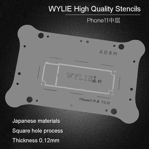WYLIE High quality Middle-Level Planting Tin Mesh BGA Reballing Stencil Template Logic Board Middle Frame For iPhone 11 pro MAX