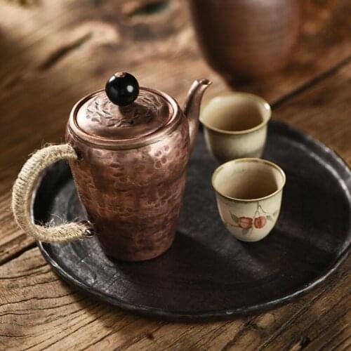 Japanese pure hand hammered bronze teapot thickened antique tea pot boiling Kungfu tea set kettle teaware