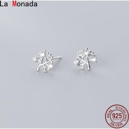 La Monada Stud Earrings For Women Silver 925 Minimalist Cute Tree Fine Women Earrings In Jewelry Stud Earrings 925 Silver