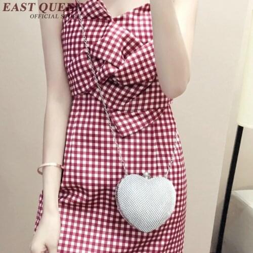 Women summer dress 2018 new arrival cute mini slip dress sleeveless backless red plaid dress A-line summerdress NN0363 CQ