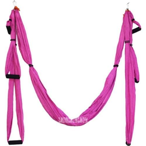 009 6 Handles Yoga Hammock Hanging Belt Parachute Fabric Yoga Inversion Trapeze Anti-Gravity Handstand Rope Nylon Hanging Belt