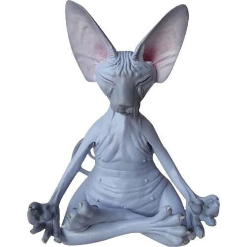 1Pcs Sphynx Cat Meditate statue home decor Figurines Miniature 8x8cm Desktop decoration Animal Model Figure Decoration sphinx