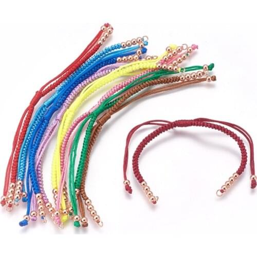 10pcs Nylon Cord Braided Bead Bracelets Thread Cords For Bracelet DIY Making Accessories with Brass Beads 26~29.6cm