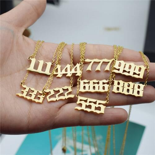 111 222 333 444 555 777 888 999 666 Devil Necklace Stainless Steel Angel Number Necklaces Pendant Charms Minimalist Jewelry