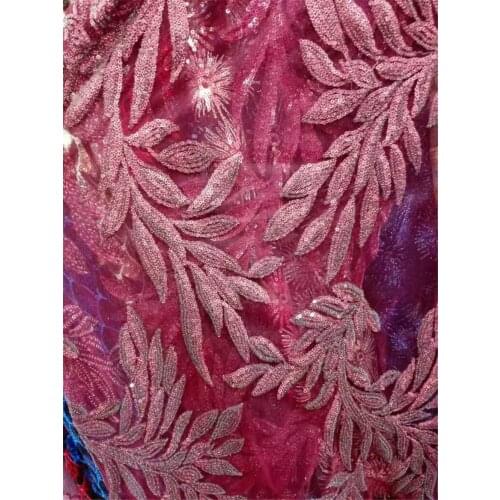 2017 african french wine sequins lace fabric new design sequins lace fabric,sequins lace fabric For Wedding Dress