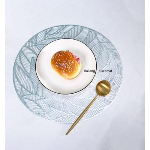 6pcs Round Placemat Modern Nordic Style PVC Bronzing Hollow Mat Anti-scalding Insulation Steak Pad Hotel Home Table Decor Pad