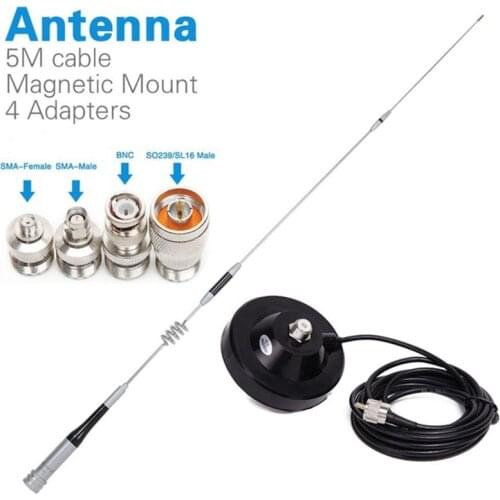 Diamond SG-7200 High Gain Dual Band Antenna +Magnetic mount +SMA-F/SMA-M/BNC/SL16 4 Adapter For QYT TYT Mobile Radio Car Radio