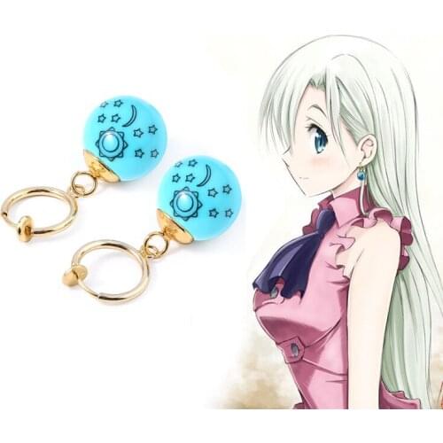 Anime The Seven Deadly Sins Earrings Cosplay Elizabeth Liones Blue Earrings For Women Men Jewelry Gifts