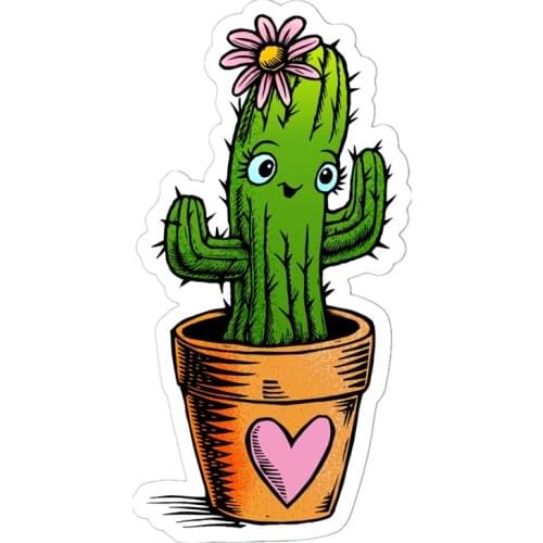 B0533# 13CM/17CM Self-Adhesive Decal Cute Cactus Car Sticker Decors on Bumper Rear Window Laptop