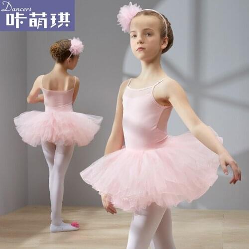 Free Shipping Ballet Cotton Camisole with Mesh Back and Tulle Skirt Kid & Girl Stage Dance Costume Practice Dance Dress C0026
