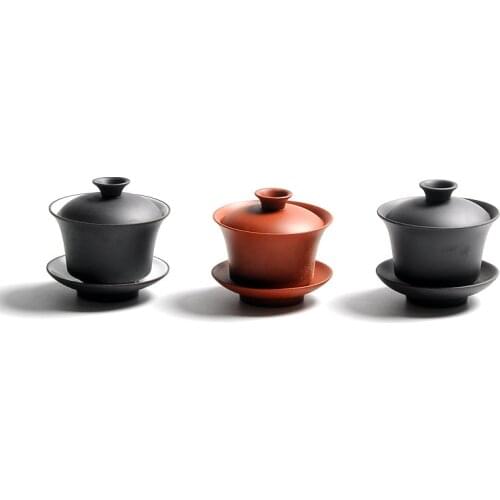 Purple Clay Gaiwan Ceramic zisha Tea cup Set Tureen Ceremony for Puer/Pu'erh/white/black/green/Jinxuan/Oolong/green tea cha