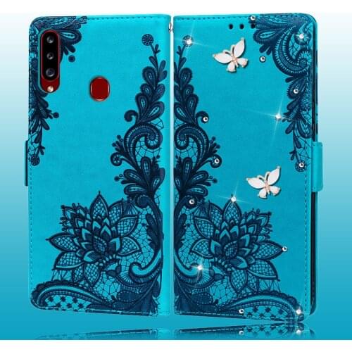 Leather Coque for Samsung Galaxy A20S A207F Case for Samsung A207M A2070 Funda Galaxy A20S Case Holder Flip Wallet Bling Cover