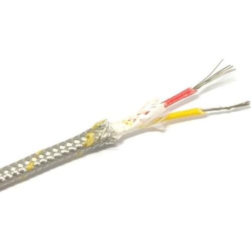1m/2m/3m/4m/5m/10m KXBBP-ANSI-CH 2*7*0.2mm Type K Double Layer Glass Fiber Stainless Steel Shield Thermocouple Wire/Cable