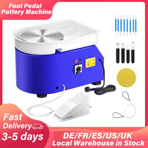 25CM 350W Electric Pottery Circle Potters Wheel Machine 110V 220V Foot Pedal Potter Tower Ceramic Work Clay Art Craft EU US