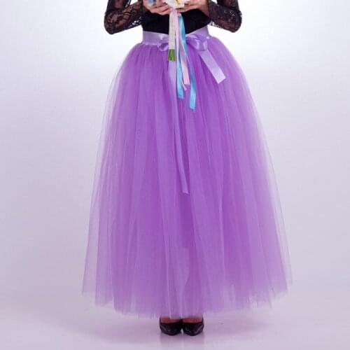 FOLOBE Stock Lavender 7-Layer 100m Maxi Long Tulle Skirt Fashion TUTU Skirt Womens Apparel Lolita Petticoat Saias Feminina TT014