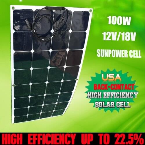 100W Sunpower Flexible Solar Panel, more than 23% charging efficiency each Solar Cell is more than 3.4W with 32pcs