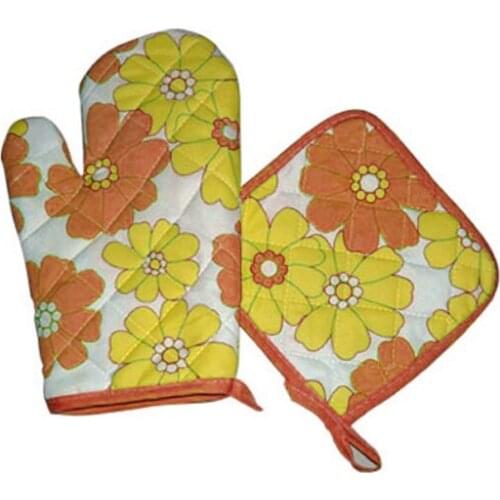 2 Pcs/Set Oven Glove Mat Pot Pad Heatproof Microwave Cotton Hand Protector Kitchen Baking Tools A1