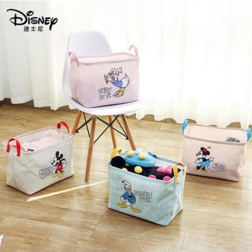 Disney Storage Box Baby Toys Canvas Basket Mickey Minne Daisy Storage Basket For Kids Dirty Clothes Bucket Organizer Laundry Bag