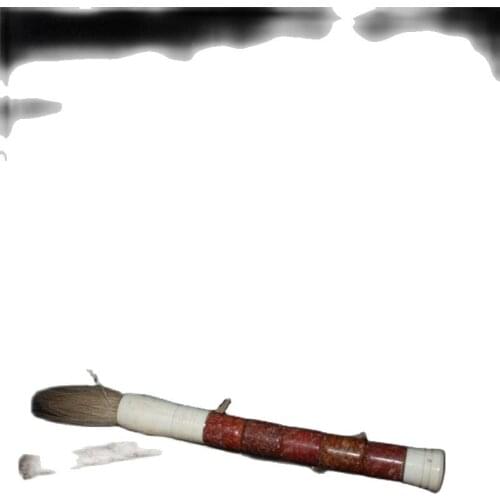 Collection of Qingjin stone bone inlay, Mao inlay, pen, antique brush, Langhao big script, calligraphy, home decoration