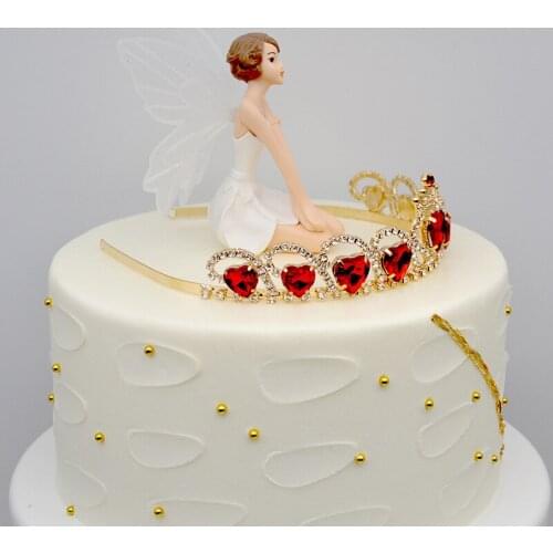 Birthday Crown Cake Decoration Peach Heart Diamond Princess Hair Accessories Childrens Crown Bride Wedding Cake Topper