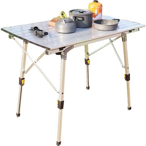 Lightweight Folding Table Multifunctional Adjustable Aluminum Alloy Portable Outdoor Camping Home Barbecue Picnic Ultra Light