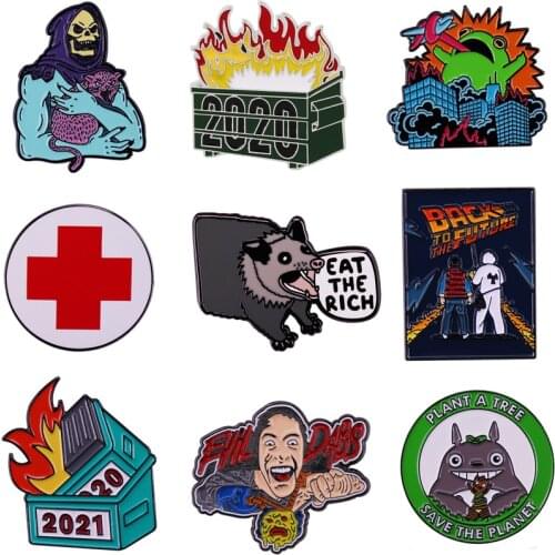MD540 DMLSKY Funny Cartoon Enamel Pin men lapel Horror Metal Brooches and Pins Clothes Badge Hat Pin