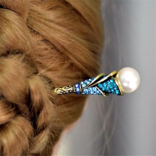 Fashion Wedding Hair Accessories High Level Simulated-pearl Hairpin Colorful Rhinestones Flowers Hair Sticks Metal Hair Jewelry