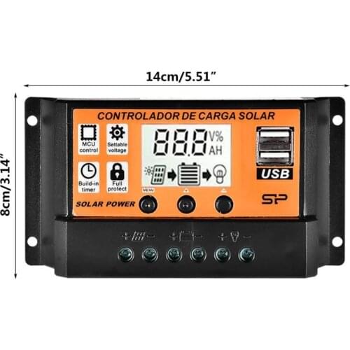 MPPT Auto LCD Screen Solar Charge Controller Dual USB Solar Panel Regulator A0KB