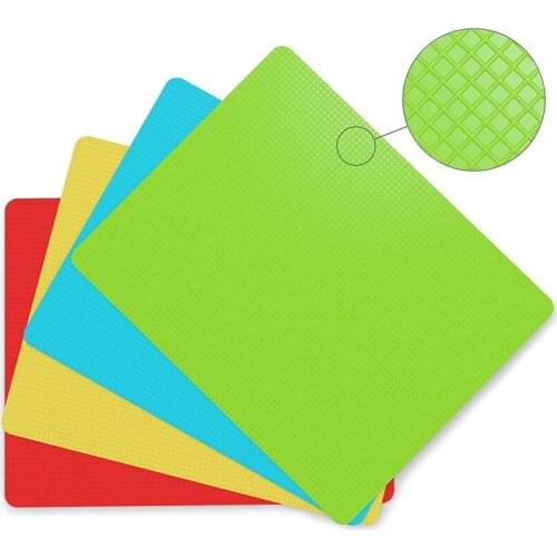 4pcs Extra Thick Flexible Plastic Cutting Board Mats Set Non-Stick Dish Pad Kitchen Tools