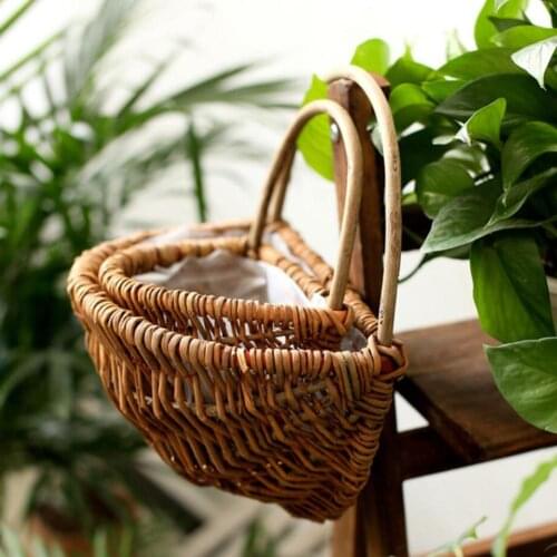 Wall Hanging Flowerpot Hand-woven Flower Basket Multi-functional Storage Decorative Flower Pot Craft Home Decorations