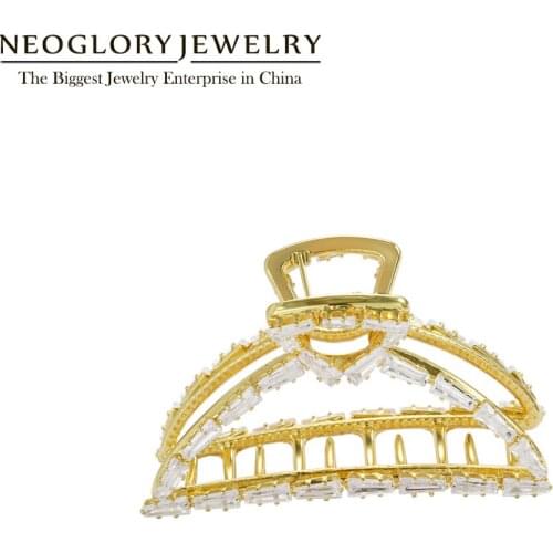 Neoglory White Zirconia Half Moon Girl Hairwear For Women Trendy Gold Color Claw Clip Hair Jewelry New Hot Gift Dropshipping