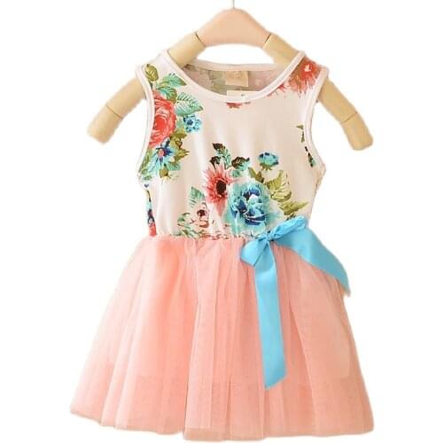 Disney New Girls Dress Summer Fashion Sling Floral Kids Dress Princess Bohemian Children Dresses Beach Girls Clothes