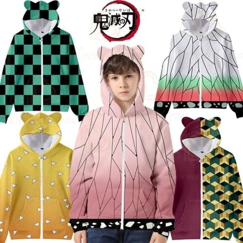 3D Cool New Arrival Demon Slayer Kimetsu No Yaiba Hooded Cosplay Costume Pullover Fashion Style Women/men Winter Zipper Hoodies